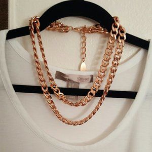 NEW Super Trendy BaubleBar Rose Gold Double Chain Necklace